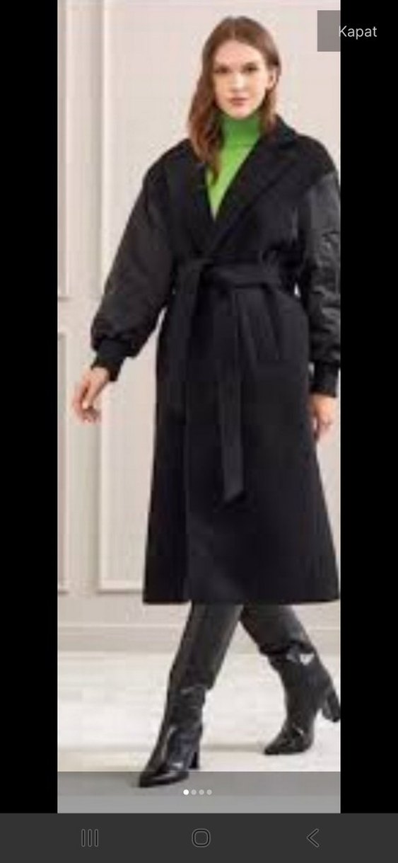 Siyah Kuşaklı Uzun Kaban - Görsel 5