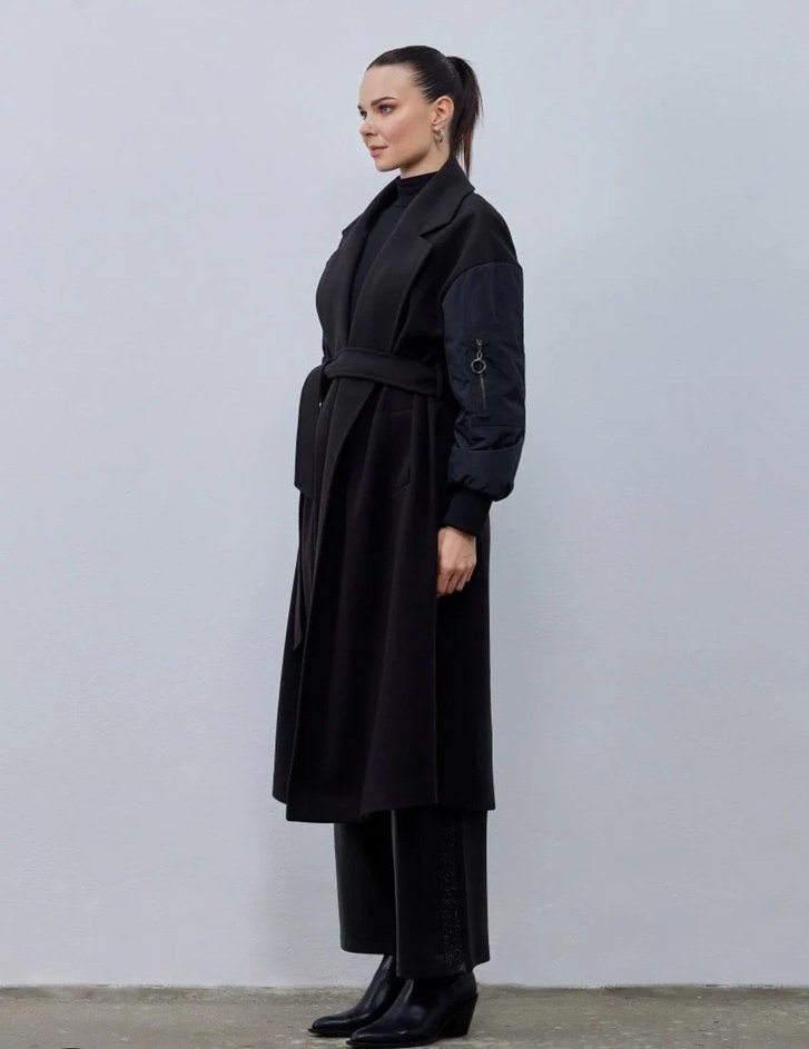 Siyah Kuşaklı Uzun Kaban - Görsel 2