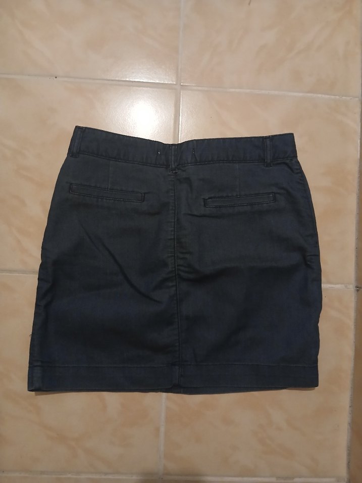 Düğmeli Lacivert Kadın Denim Mini Etek - Görsel 2