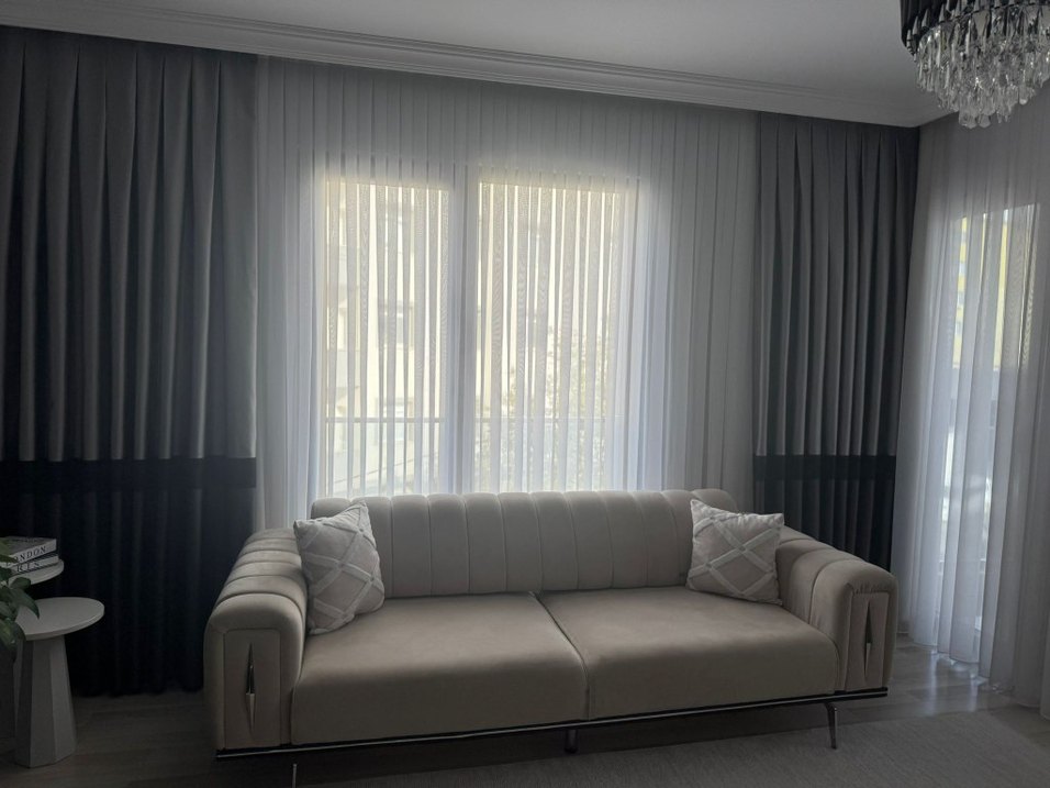 Modern Klasik Gri- fon perde 4 adet - Görsel 2