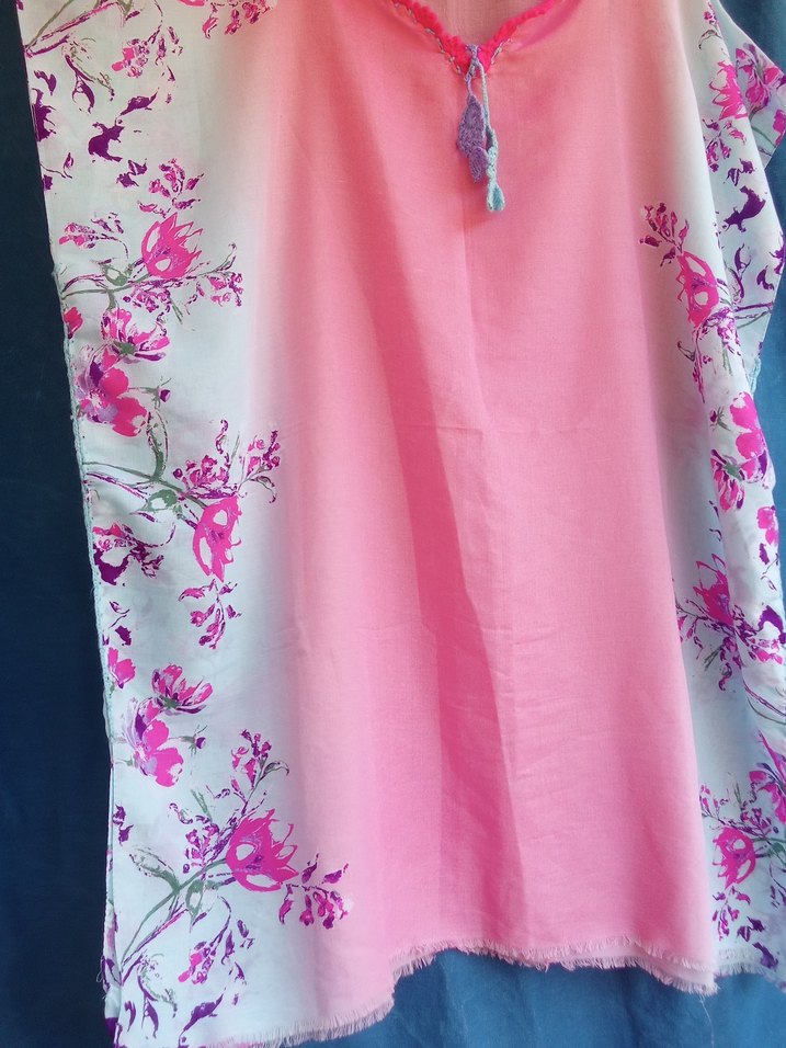 Pembe Çiçek Desenli Mayo/ Bikini Üstü Elbise - Görsel 2