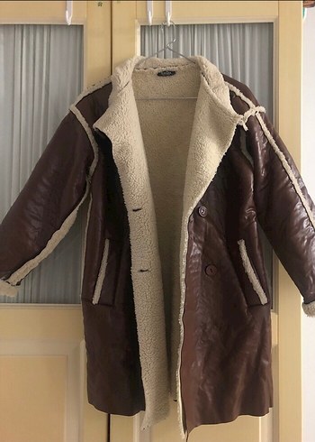 Kahverengi Kürklü Deri Kadın Kaban - Görsel 2