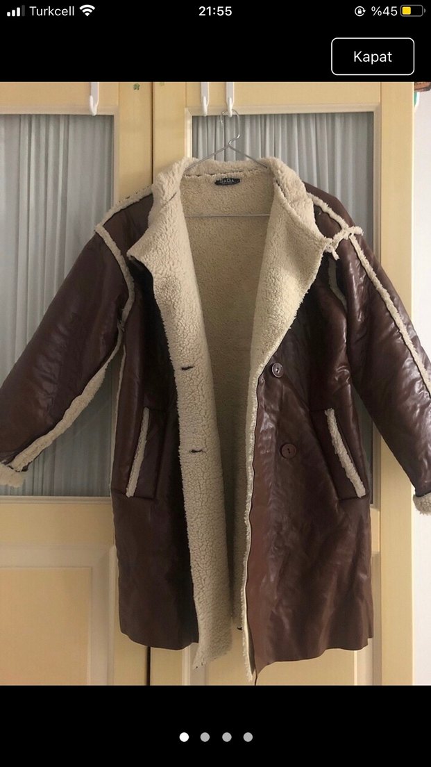 Kahverengi Kürklü Deri Kadın Kaban - Görsel 2