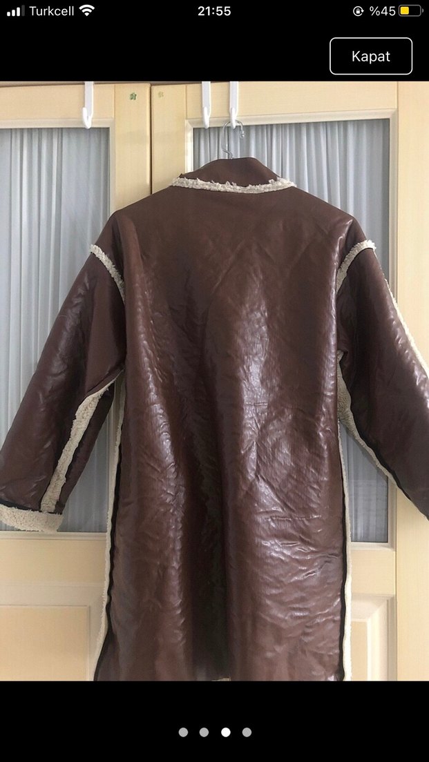 Kahverengi Kürklü Deri Kadın Kaban - Görsel 3