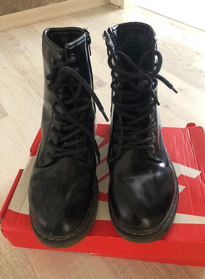 Siyah Rugan Yüksek Topuklu Goth Bot - Görsel 2