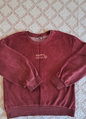 10 Yaş Beden bordo Renk Kadife sweat