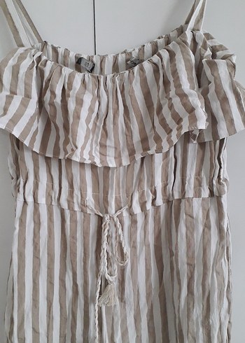 Zara Kadın Bej ,kahverengi ,Çizgili ViskonUzun Tulum
