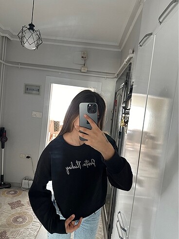 Diğer siyah crop sweat