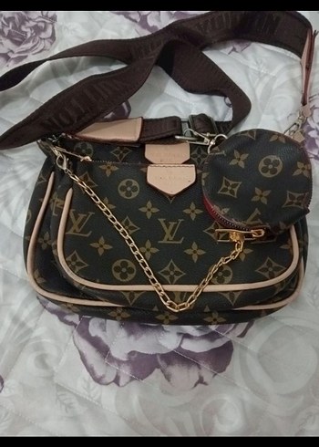 Kahverengi Deri Parisian Baskılı Kadın Çapraz Çanta - Görsel 6