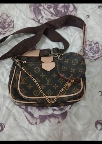 Kahverengi Deri Parisian Baskılı Kadın Çapraz Çanta - Görsel 5