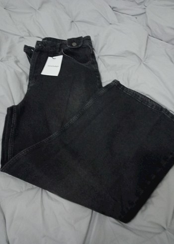 Siyah Bol Kesim Düğmeli Kadın Kot Pantolon - Görsel 7