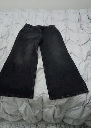 Siyah Bol Kesim Düğmeli Kadın Kot Pantolon - Görsel 5