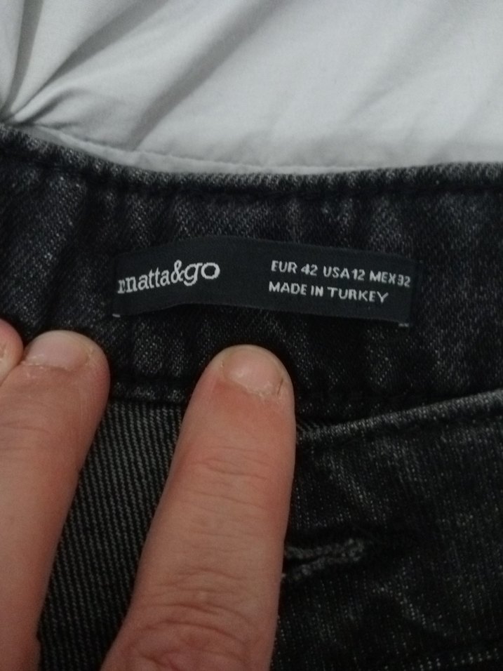 Siyah Bol Kesim Düğmeli Kadın Kot Pantolon - Görsel 2