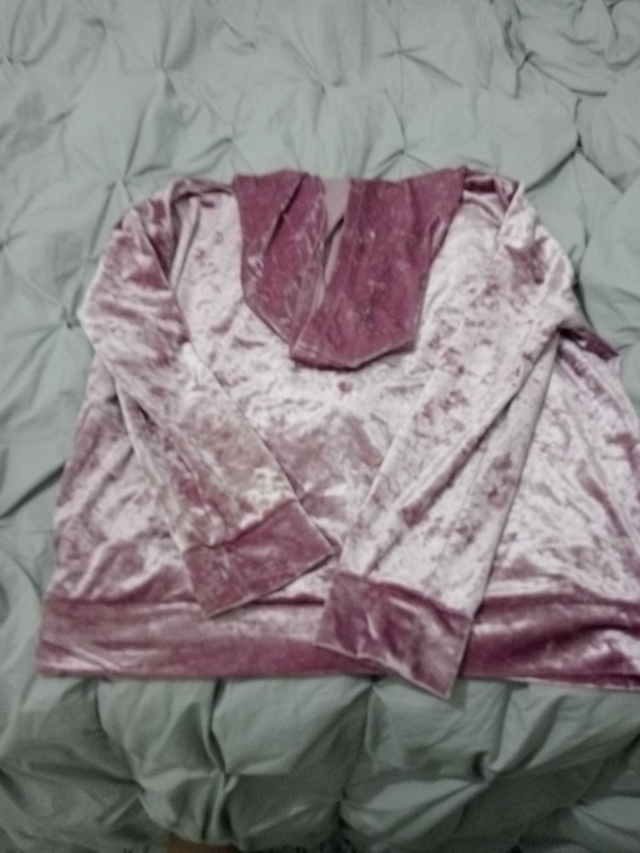 Kadın Pembe Kadife Kapüşonlu Sweatshirt - Görsel 5