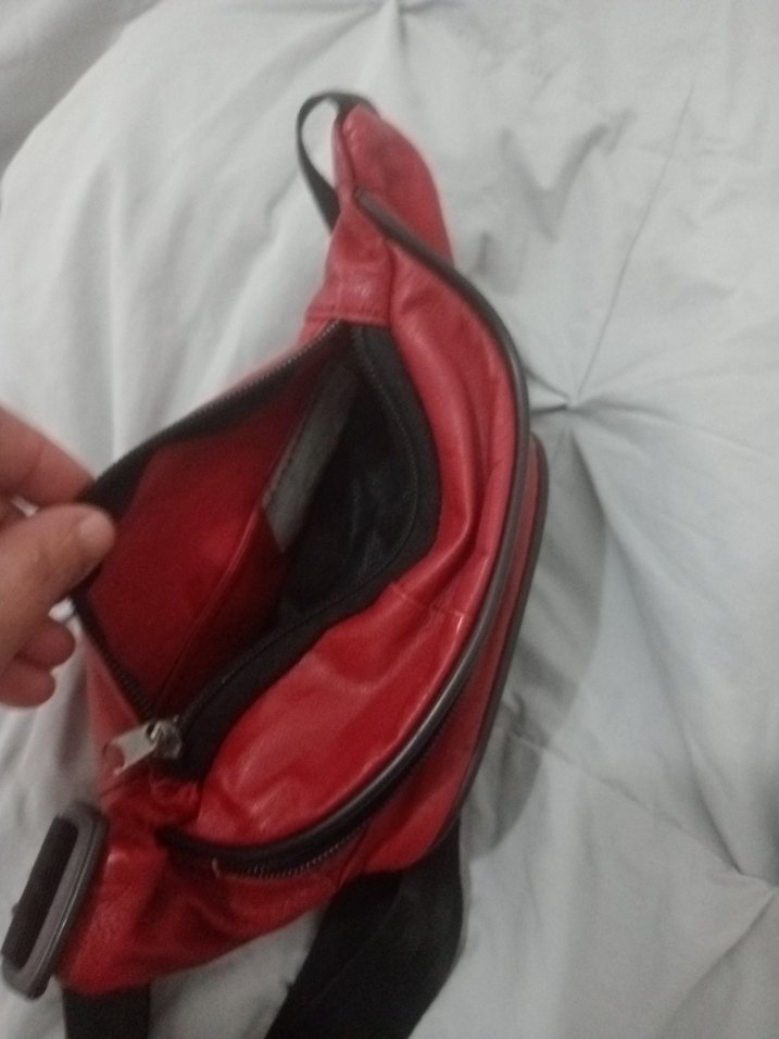 Kırmızı Fermuarlı Erkek Bel Çantası - Görsel 5