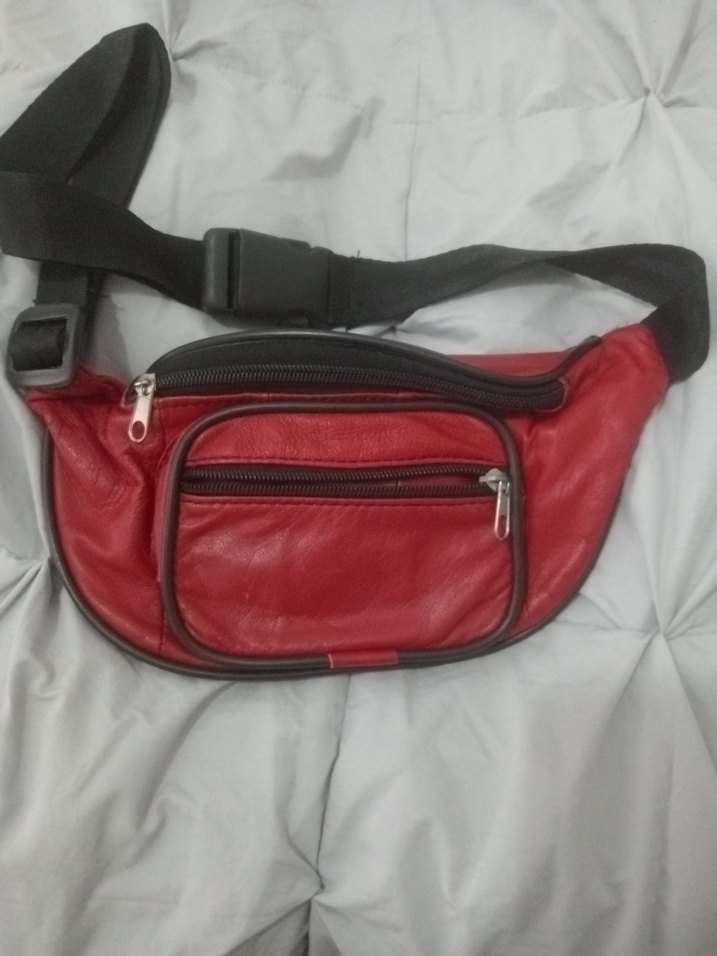 Kırmızı Fermuarlı Erkek Bel Çantası - Görsel 2