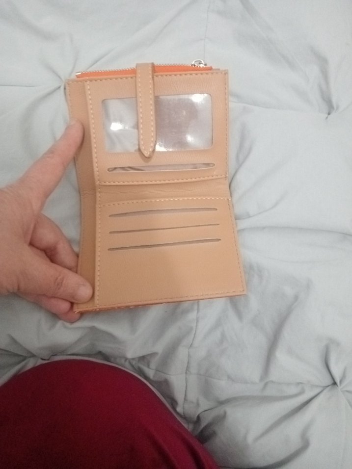 orijinal cüzdan Turuncu Deri Kadın Cüzdanı - Görsel 5