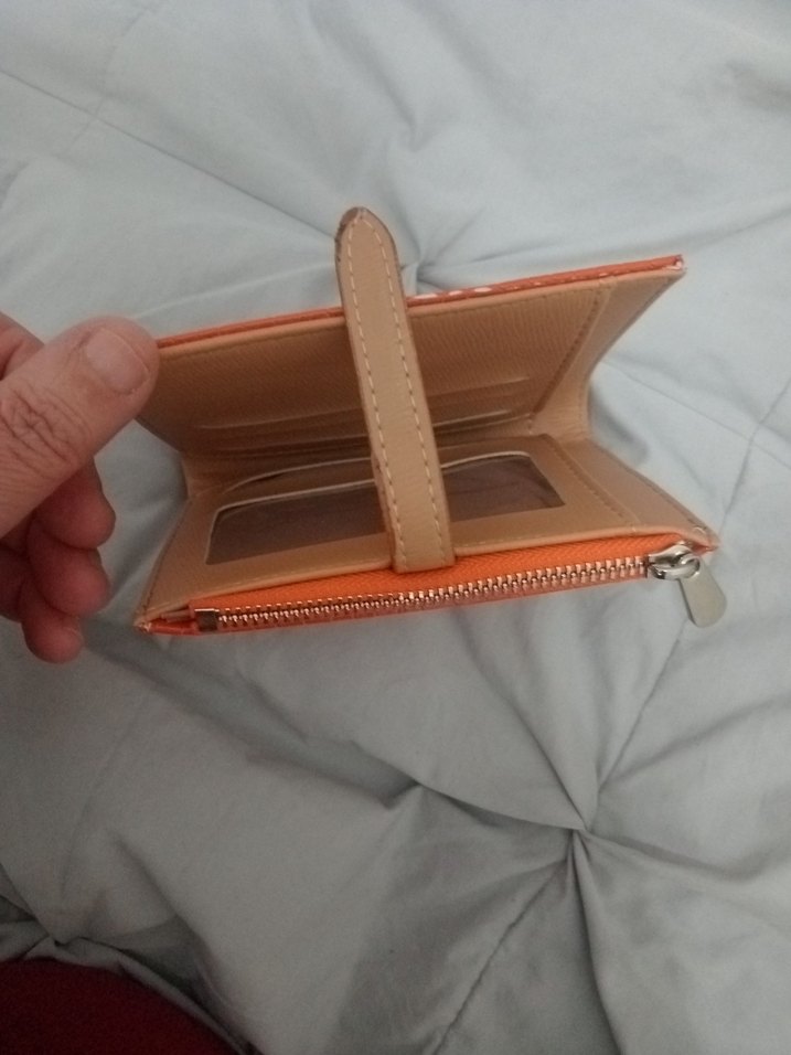 orijinal cüzdan Turuncu Deri Kadın Cüzdanı - Görsel 2