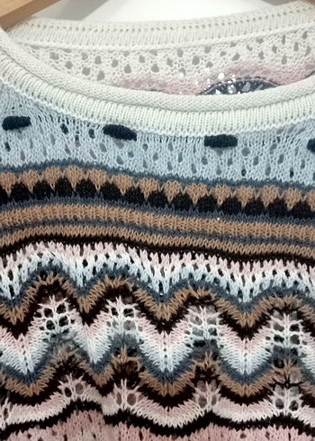 Bohem Çok Renkli Örgü Kadın Kazak - Görsel 4