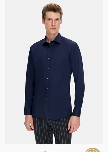 Vakko Mavi Erkek Gömlek Notch Yaka - Görsel 5