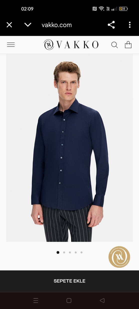 Vakko Mavi Erkek Gömlek Notch Yaka - Görsel 5