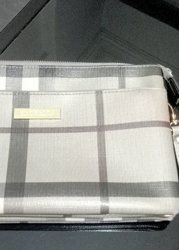 Ekose Desenli Fermuarlı Kadın Portföy Çanta - Görsel 5