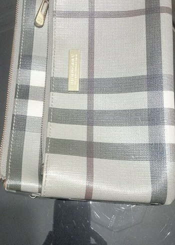 Ekose Desenli Fermuarlı Kadın Portföy Çanta - Görsel 10