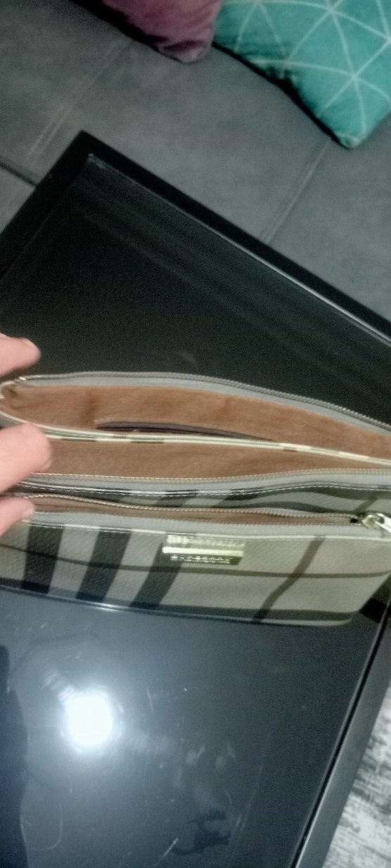 Ekose Desenli Fermuarlı Kadın Portföy Çanta - Görsel 3