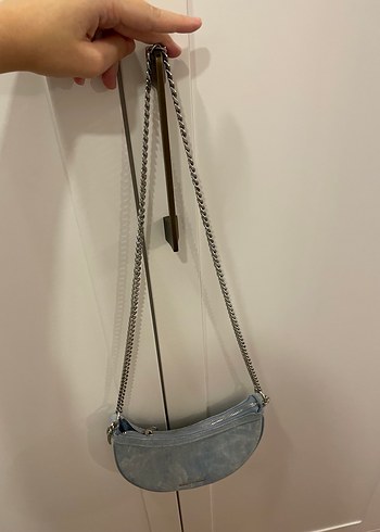 mavi kot desenli bershka çanta