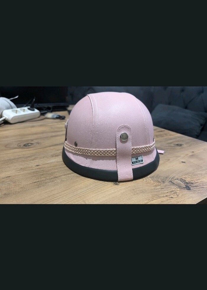 Yarım Kask Vintage Kask Pembe (yeni) Elektrikli scooter kask Ele - Görsel 2