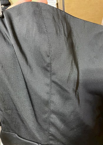 Siyah Straplez Pilili Midi Abiye Elbise - Görsel 4