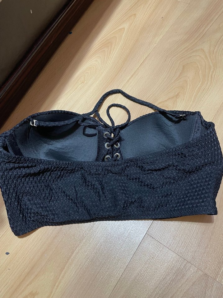 Düğmeli Strappy Siyah Bustiyer - Görsel 2