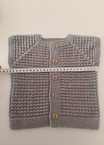 Gri Triko Düğmeli erkek bebek yelek 0/3 ay - Görsel 2