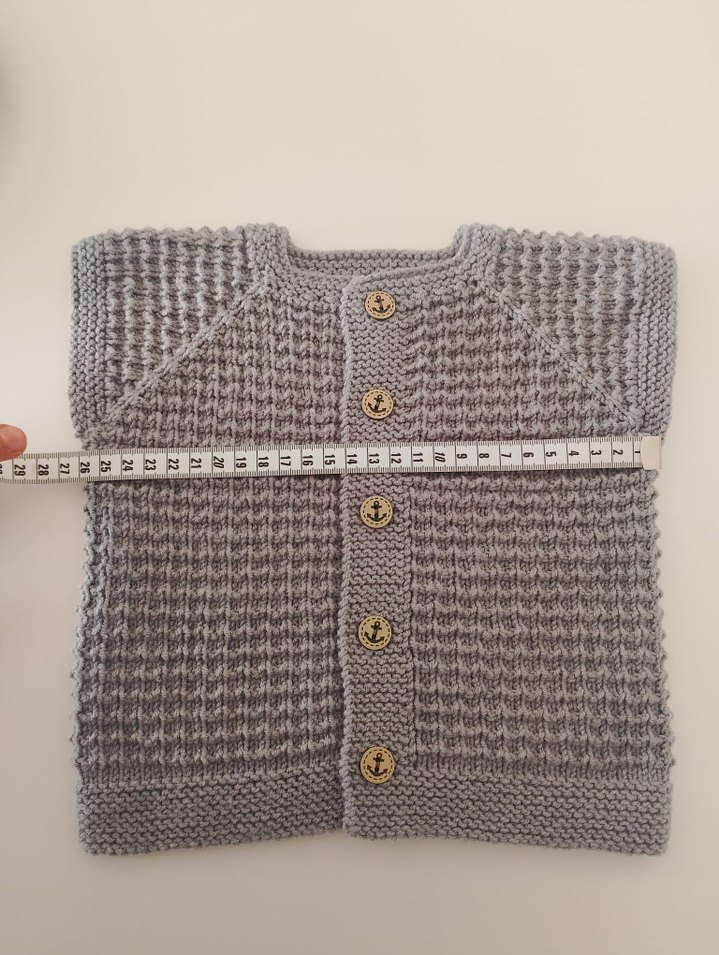 Gri Triko Düğmeli erkek bebek yelek 0/3 ay - Görsel 2
