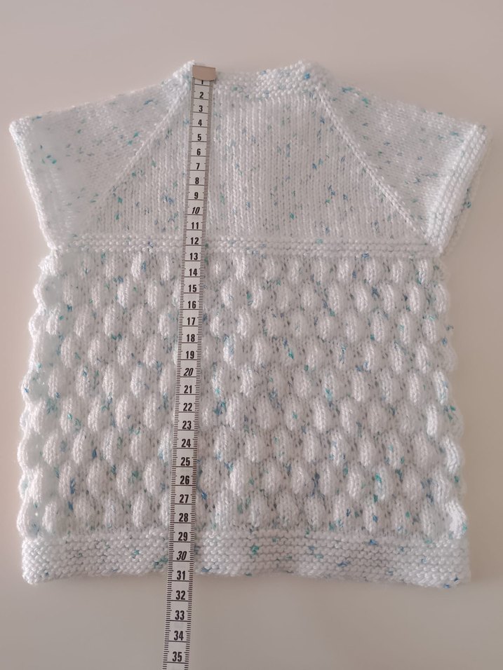 Beyaz Örgü erkek bebek yeleği 3/6 ay - Görsel 2