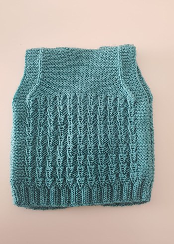 Turkuaz Örgü Erkek _Kız Bebek yelek. 0/3 ay - Görsel 3