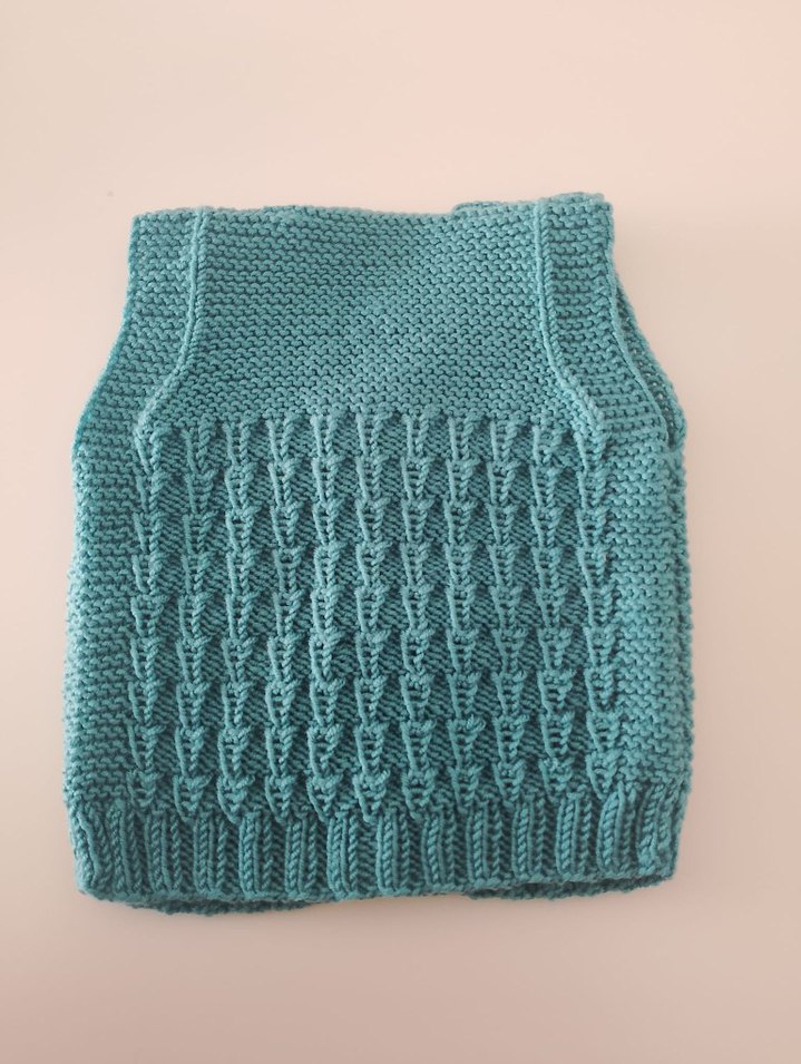 Turkuaz Örgü Erkek _Kız Bebek yelek. 0/3 ay - Görsel 3