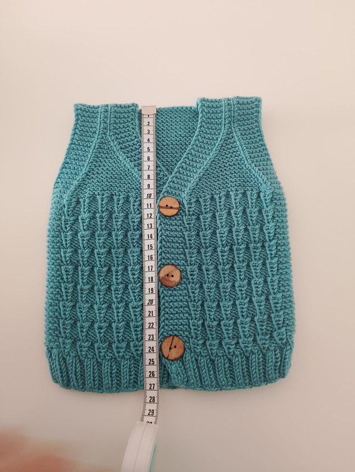 Turkuaz Örgü Erkek _Kız Bebek yelek. 0/3 ay - Görsel 4
