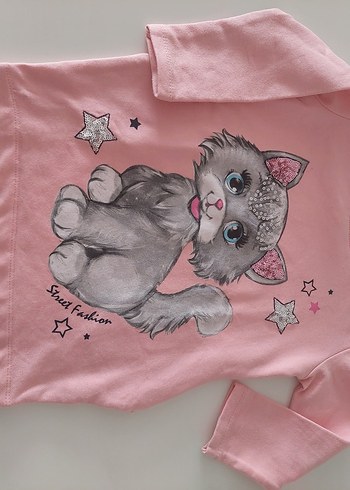 Kız bebekPembe Uzun Kollu Sweatshirt yada elbise 6/9ay - Görsel 2