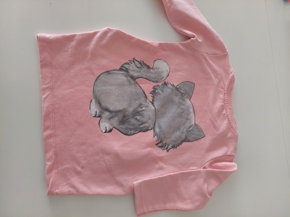 Kız bebekPembe Uzun Kollu Sweatshirt yada elbise 6/9ay - Görsel 3