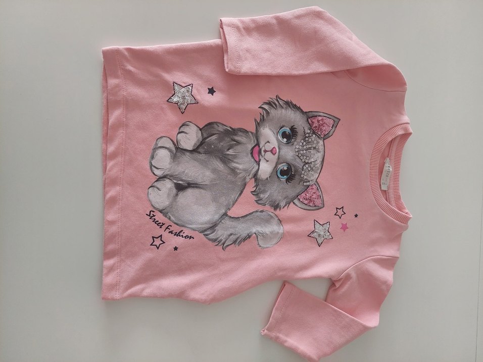 Kız bebekPembe Uzun Kollu Sweatshirt yada elbise 6/9ay - Görsel 2