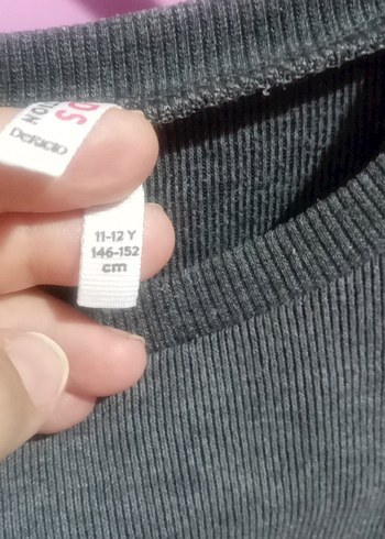 11-12 Yaş Beden Kız Çocuk Gri Uzun Kollu Sweatshirt