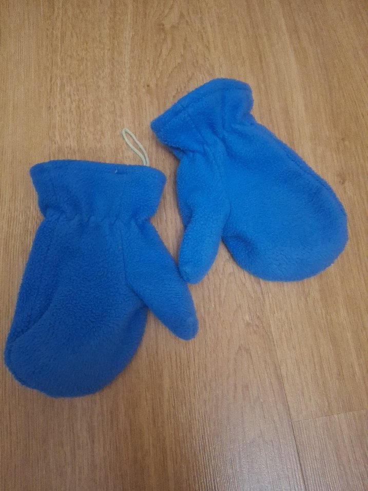 Çocuk Mavi Nakışlı Polar Eldiven - Görsel 4