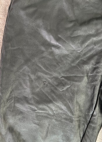 Kadın Siyah Deri Midi Pantolon - Görsel 3