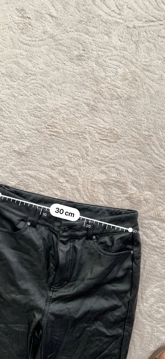 Kadın Siyah Deri Midi Pantolon - Görsel 4