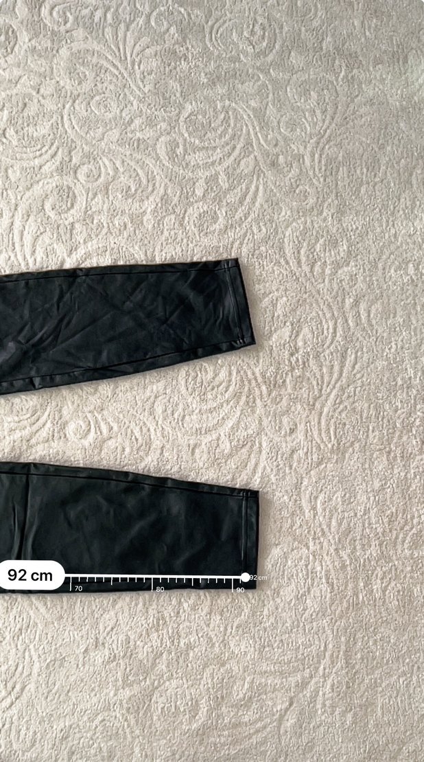 Kadın Siyah Deri Midi Pantolon - Görsel 5