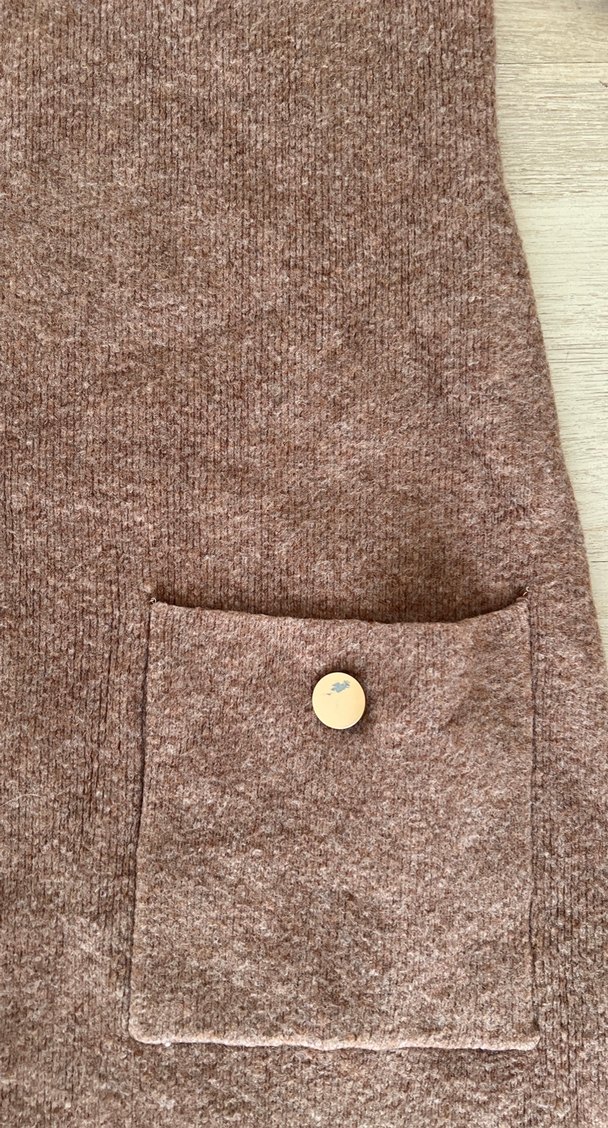 Düğmeli Kahverengi Yün Kadın Kazak - Görsel 3