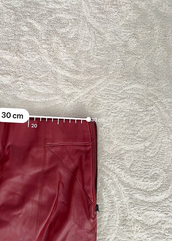 Bordo Kadın Deri Pantolon Fermuarlı - Görsel 5