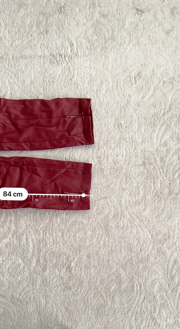 Bordo Kadın Deri Pantolon Fermuarlı - Görsel 4