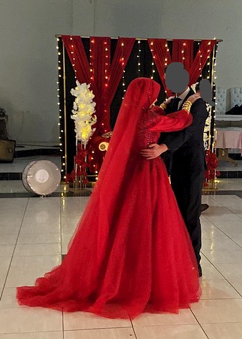 Boncuk İşlemeli Uzun Kırmızı Kınalık - Görsel 5